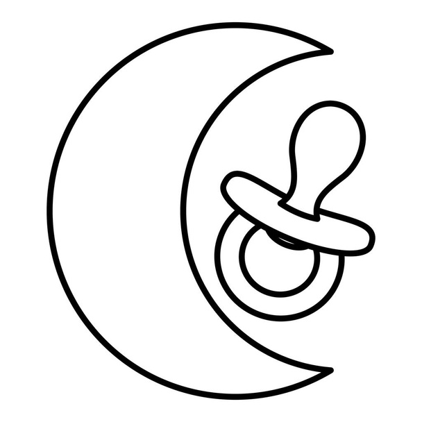 Kleiner Babyschnuller mit Mond-Symbol - Vektor, Bild
