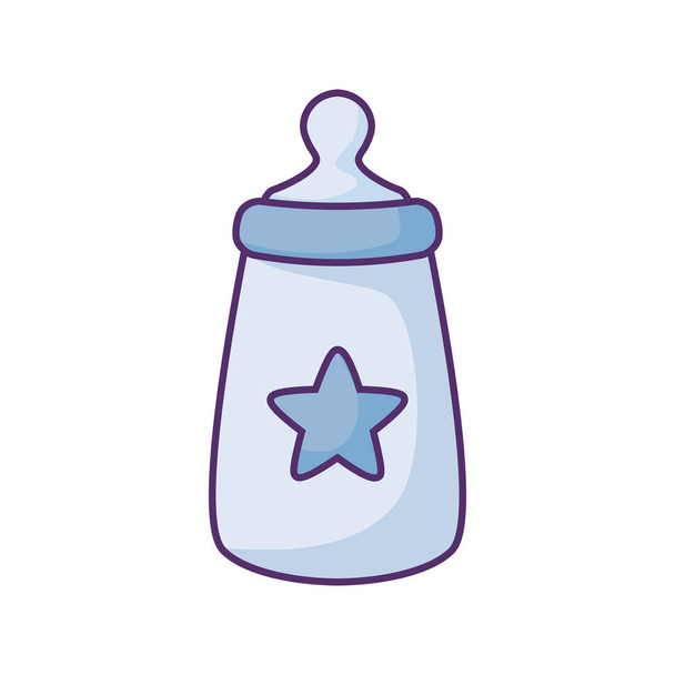 星の孤立したアイコンを持つボトルミルクの赤ちゃん - ベクター画像