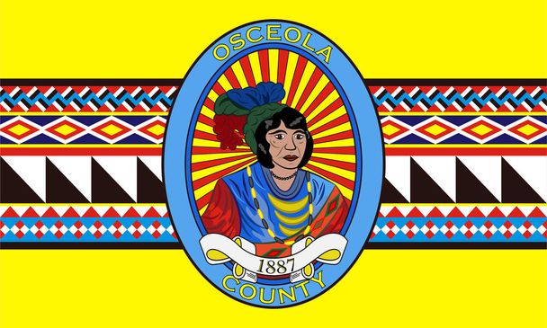 Flag of Osceola County in Florida of USA - Vector, Image