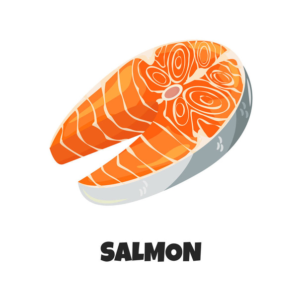 Vector Realistic Illustration of Steak of Salmon - Vector, Image