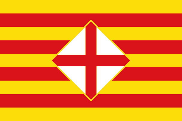 Flag of Barcelona is a province of Spain - Vector, Image