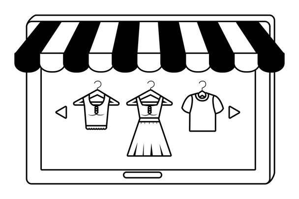 Illustrazione vettoriale del disegno dell'icona del tablet e del negozio
 - Vettoriali, immagini