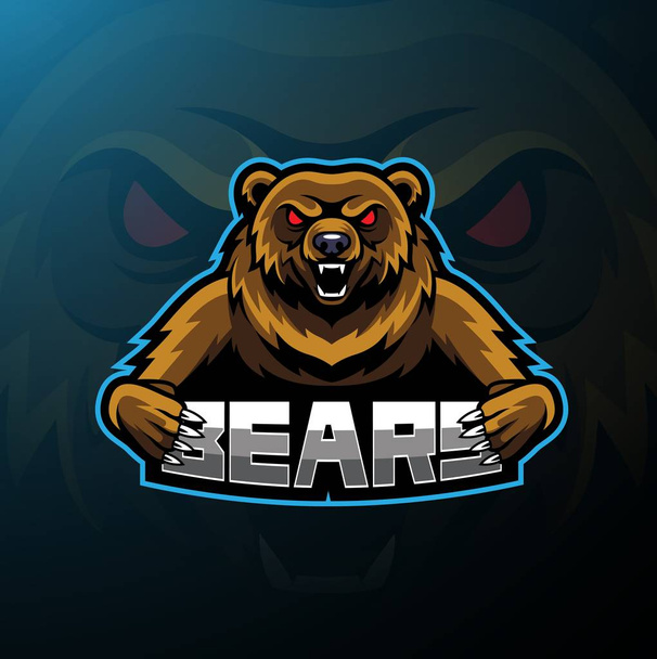 Diseño del logo de la mascota del oso deporte
 - Vector, imagen