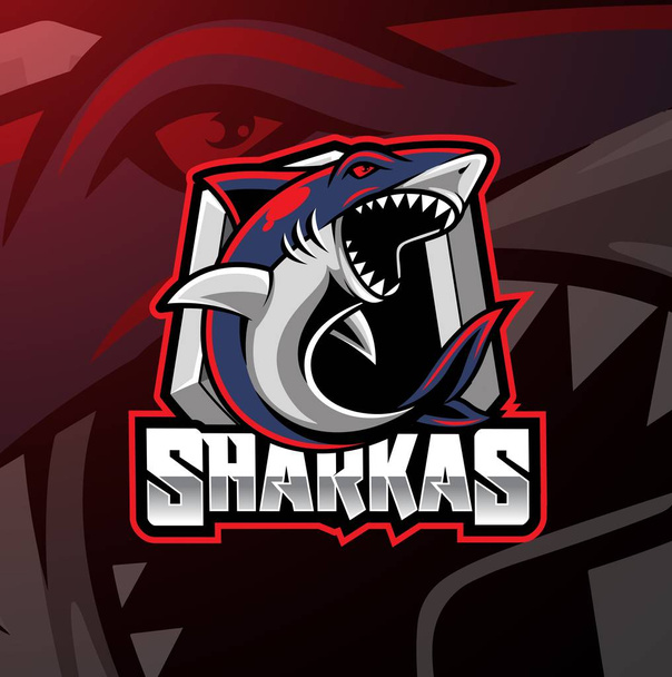 Diseño del logotipo de la mascota del deporte del tiburón
 - Vector, imagen