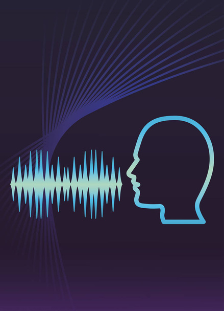 human head silhouette with sound signal - Vector, Image