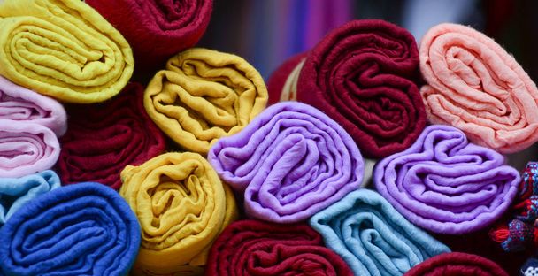 Hunan, Çin'de yerel pazarda Tekstil  - Fotoğraf, Görsel