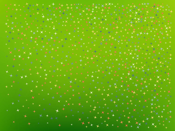 Green color background. Stars confetti.  - Vector, Image