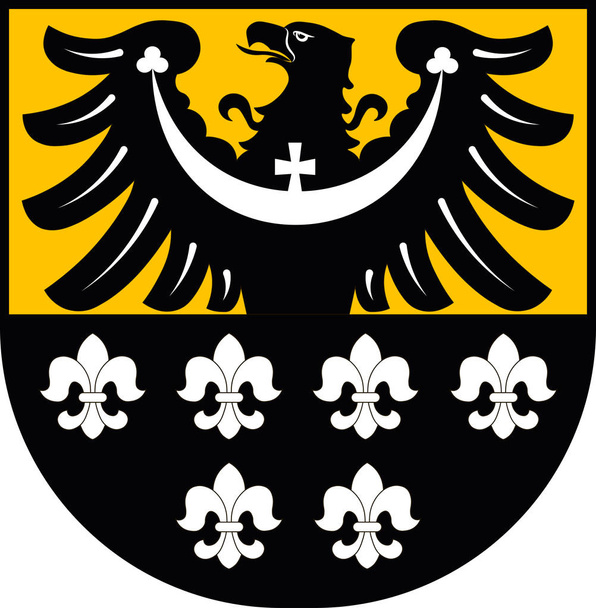 Wappen des Kreises Trzebnica in der niederschlesischen Woiwodschaft o - Vektor, Bild
