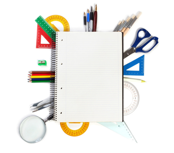 Not almak için notebook office araçları kümesi. bir banın ile - Fotoğraf, Görsel