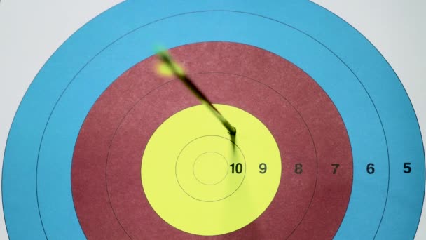 Three arrows hits on target. Ten points. Close up video - Footage, Video