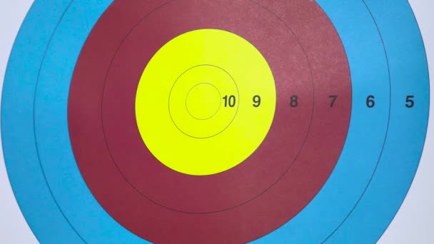 Three rrows hits on target. Ten. Close up video - Footage, Video