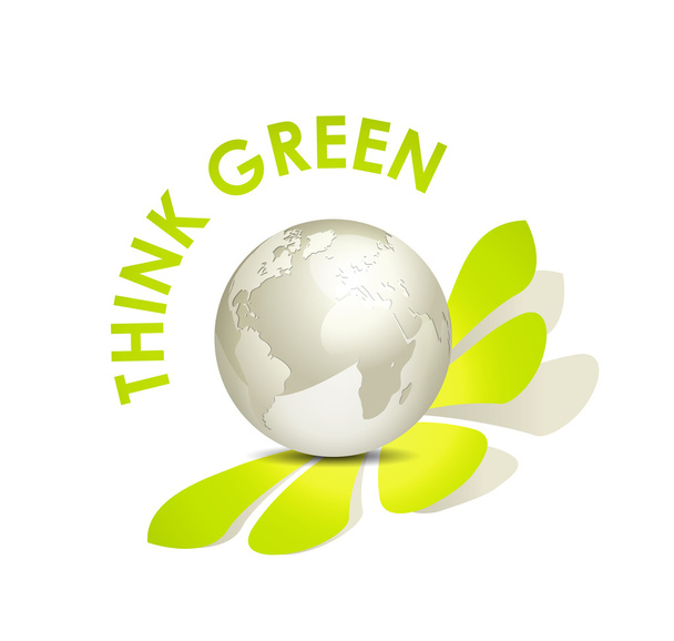Ajattele vihreä kuvake - eko käsite maapallon
 - Vektori, kuva