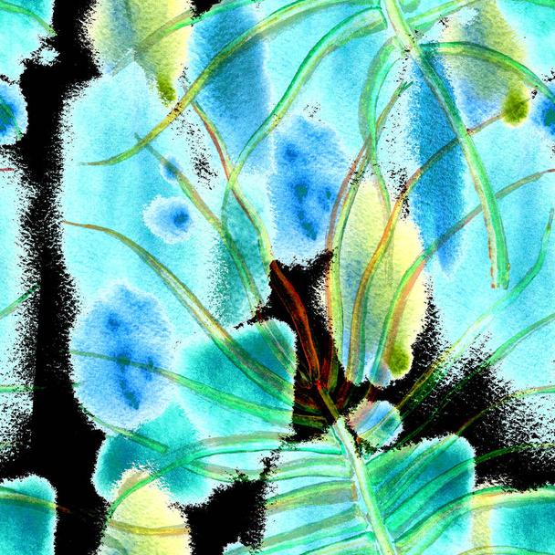 Tropical Blue Seamless Pattern - Fotoğraf, Görsel