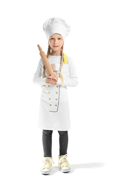 Cute little chef on white background - Foto, afbeelding