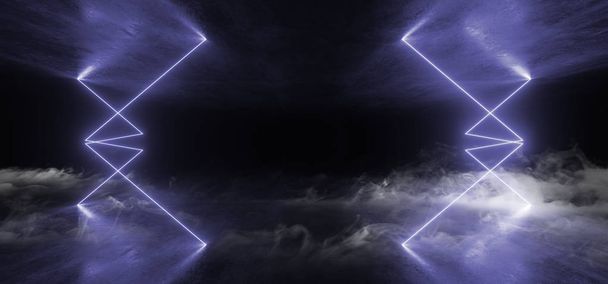 Duman Neon Işıklar Sanal Sci Fi Fütüristik Canlı Mor Mavi  - Fotoğraf, Görsel