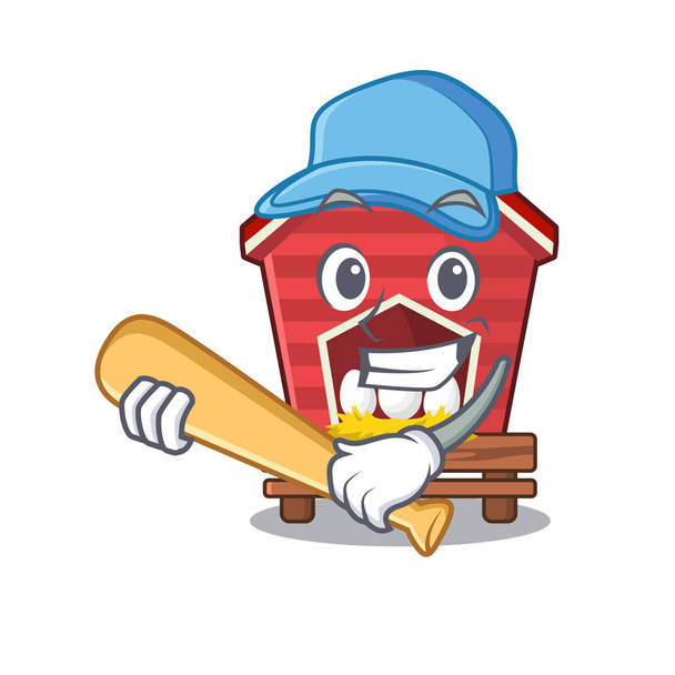 Playing baseball chicken coop isolated in the mascot - Vector, Imagen