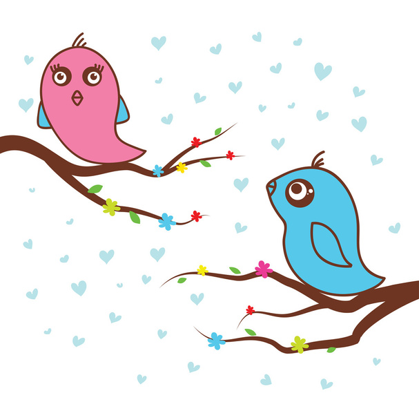 Birds in love. Vector illustration. - Vektör, Görsel