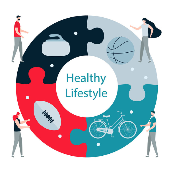 People. Sport. Fitness app. Healthy lifestyle - Vektör, Görsel