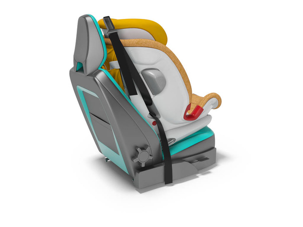 ISOFIX 3 ile beş noktalı emniyet kayışları ile turuncu bebek arabası koltuğu - Fotoğraf, Görsel