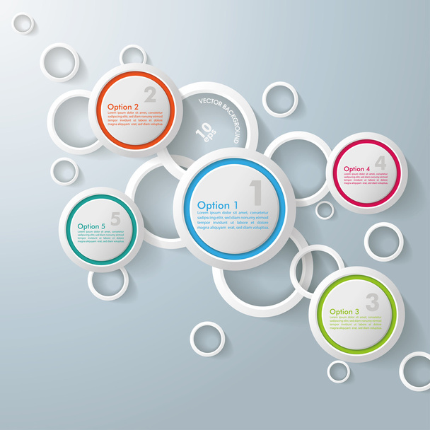 Infographic White Rings Five Colorful Cricles - Vector, afbeelding