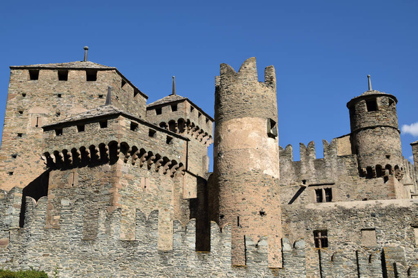 Aosta Valley Castles - The towers of the Fenis Castle - Italy - Photo, Image