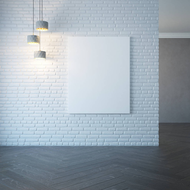 empty room with light and blank pictures, 3d rendering - Foto, afbeelding