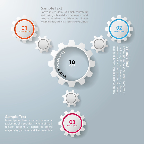 Three Gears Big Centre Gear Infographic - Вектор,изображение