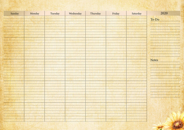 Desk Pad Calendar Template with Desert Sunflower - Photo, Image