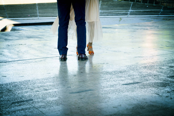 Couple of ballroom dancers dancing - Фото, зображення