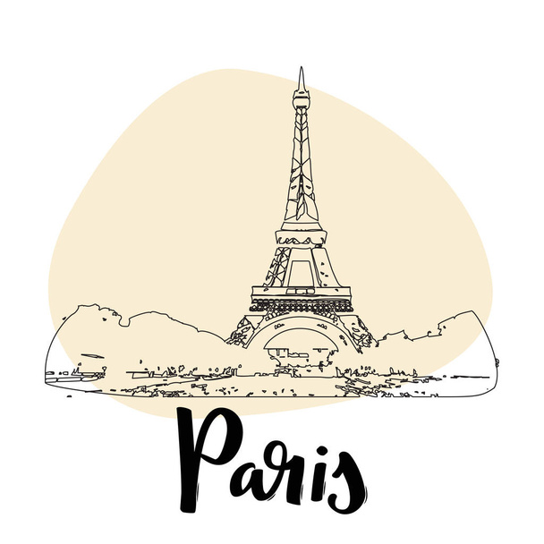 Wieża Eiffla w Paryżu we Francji. Wektor prosty szkic styl ilustracja. - Wektor, obraz