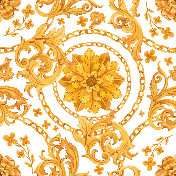 Gouden barok rijke luxe patroon - Foto, afbeelding