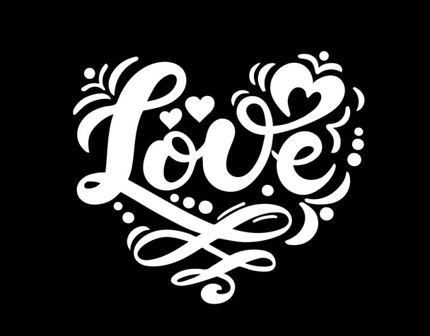 Love. Hand drawn lettering. Vector illustration. Perfect logo for Wedding or Valentine's day design - Вектор,изображение