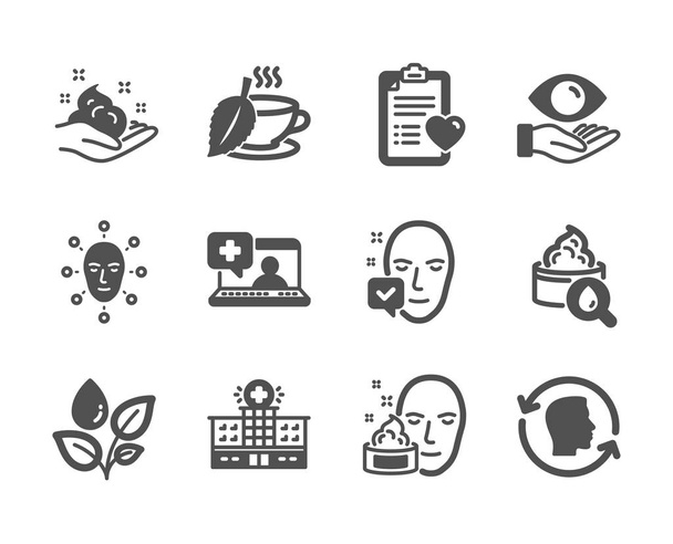 Set of Healthcare icons, such as Health eye, Skin care, Moisturizing cream. Vector - Vektor, kép