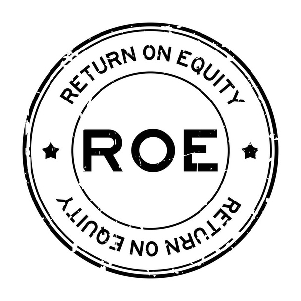 Grunge Black Roe (zkratka výnosu z vlastního kapitálu) slovo kulaté gumové razítko na bílém pozadí - Vektor, obrázek