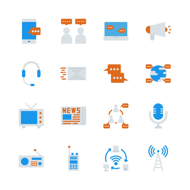Dispositivo de comunicación en conjunto de iconos planos.Ilustración vectorial
 - Vector, Imagen