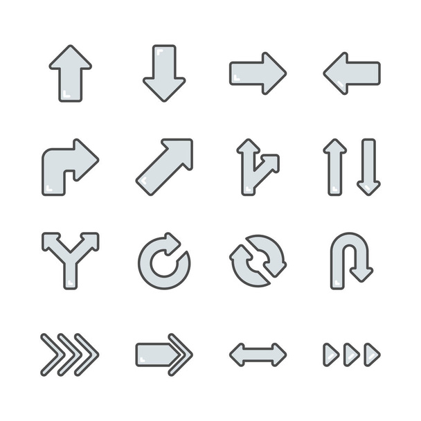Flechas en el conjunto de iconos de línea de color.Vector ilustración
 - Vector, imagen