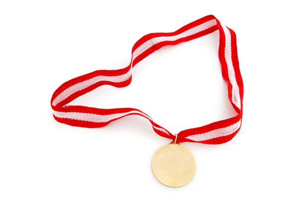 Gouden medaille op de witte geïsoleerd - Foto, afbeelding