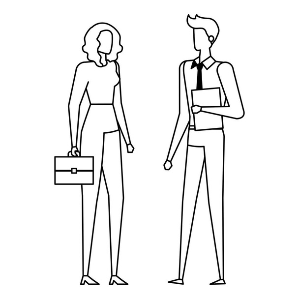 elegant young business couple avatars characters - Vektor, kép