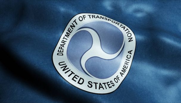 3D Waving Flag of the United State Department of Transportation Services Closeup View - Photo, Image