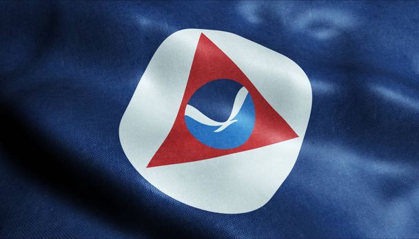 3D zwaaiende vlag van de Verenigde Staten nationale oceanische en atmosferische administratie close-up weergeven - Foto, afbeelding
