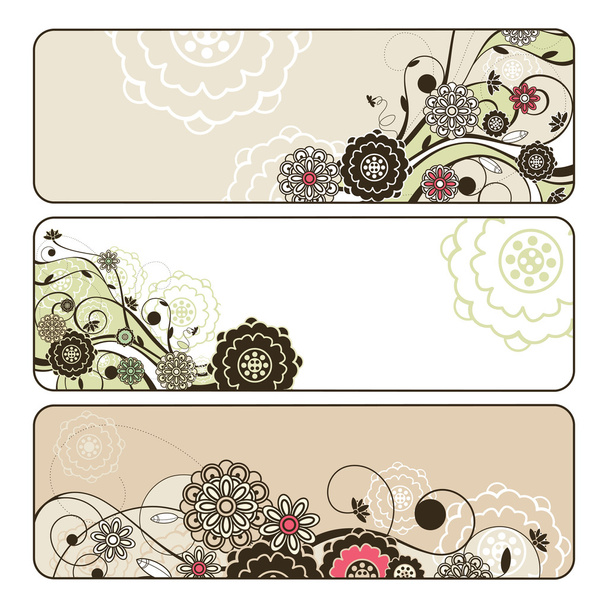 Abstract cute horizontal floral banners - ベクター画像