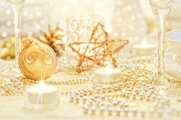 krásné zlaté prostírání na Vánoce - Fotografie, Obrázek
