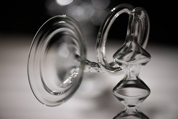 Magnetic resonance on whirpool water in glass black and white photo - Φωτογραφία, εικόνα