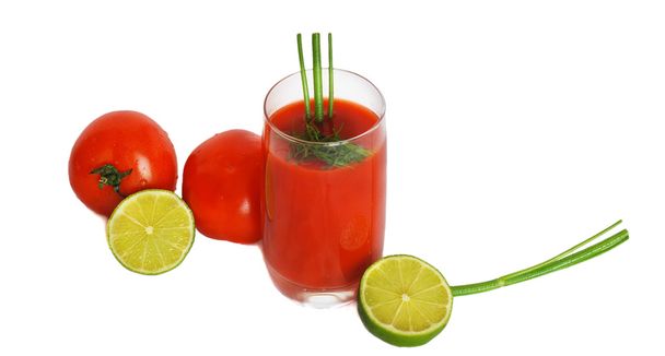 Juice , tomatoes and lime - Foto, immagini