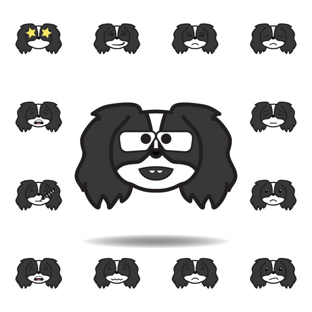 Pekingese Emoji botanické vícebarevné ikony. Sada ikon na obrázku Pekingese emoji. Značky, symboly mohou být použity pro web, logo, mobilní aplikace, UI, UX - Vektor, obrázek