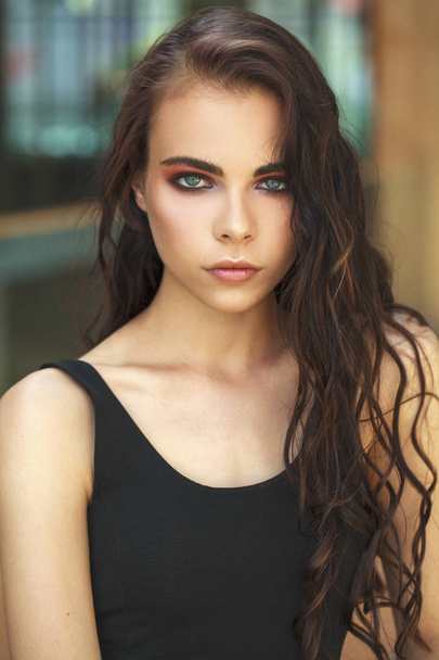 Make up portrait of a young beautiful brunette woman  - Photo, Image