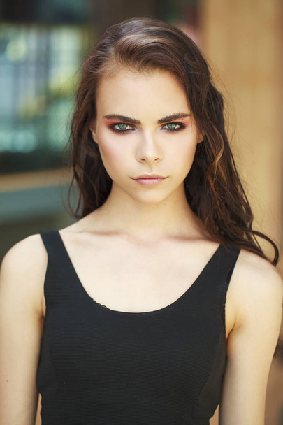 Make up portrait of a young beautiful brunette woman  - 写真・画像