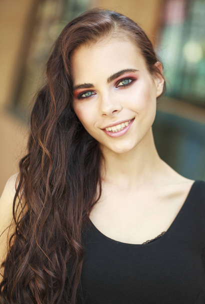 Make up young model. Beautiful brunette girl  - Foto, afbeelding