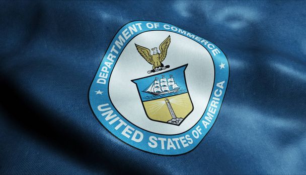 Bandera ondeante 3D del Departamento de Comercio de Estados Unidos
 - Foto, imagen