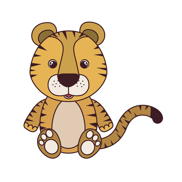 cute tiger for baby card on white background - Vektor, Bild